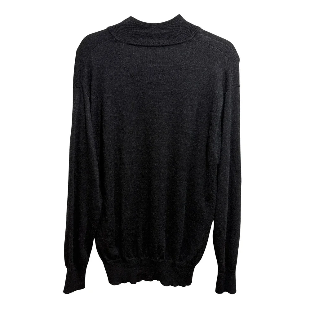 Orvis Mens 100% Merino Wool Quarter Zip Sweater Charcoal Gray Mock Neck Large